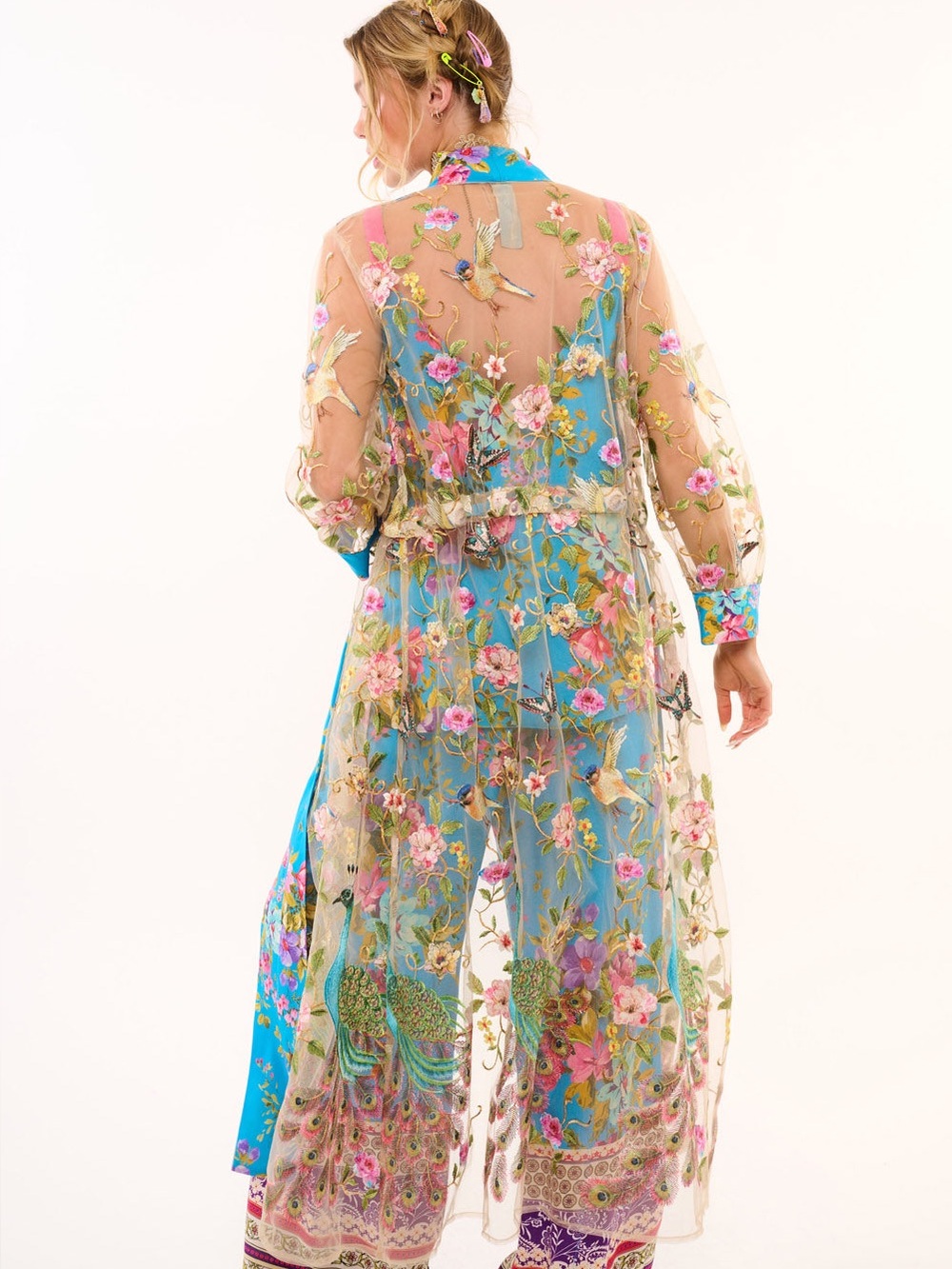 Aratta Garden of Eden Embroidered Mesh Kimono, NWT, $269 MSRP - Picture 9 of 15
